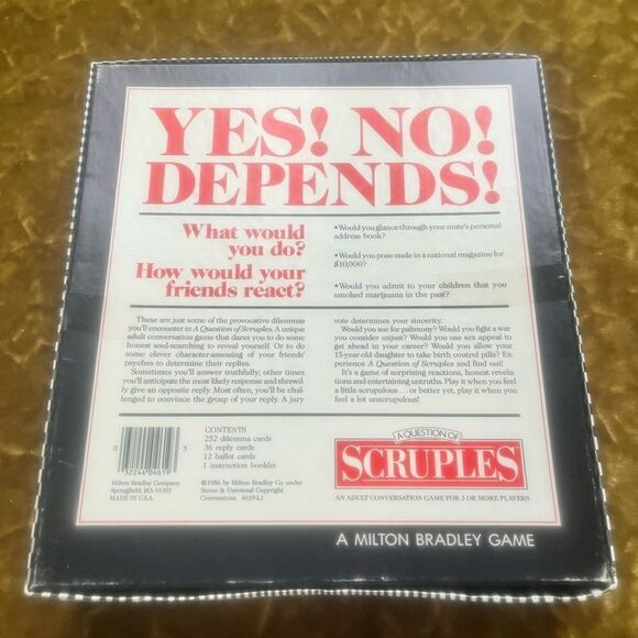 A Question Of Scruples Board Game Milton Bradley Vintage 1986 - Picture 3 of 3